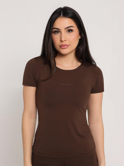 T-SHIRT  BASIC ALONGADA DRY BROWN