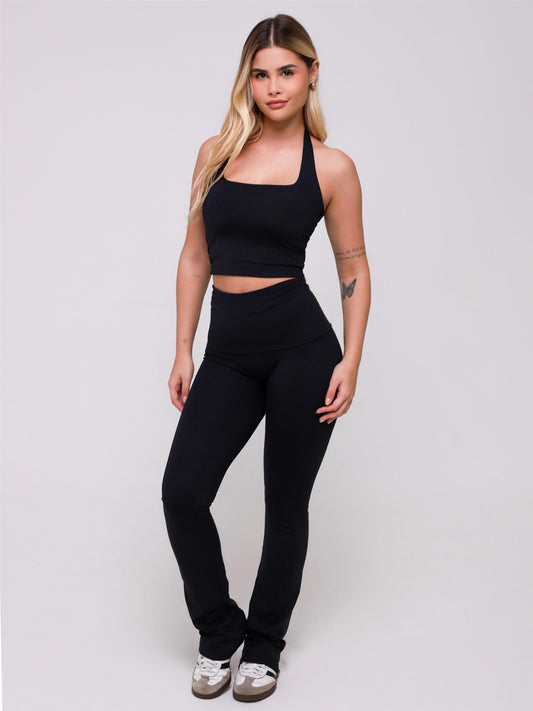 CALÇA FLARE FOLD PRETO