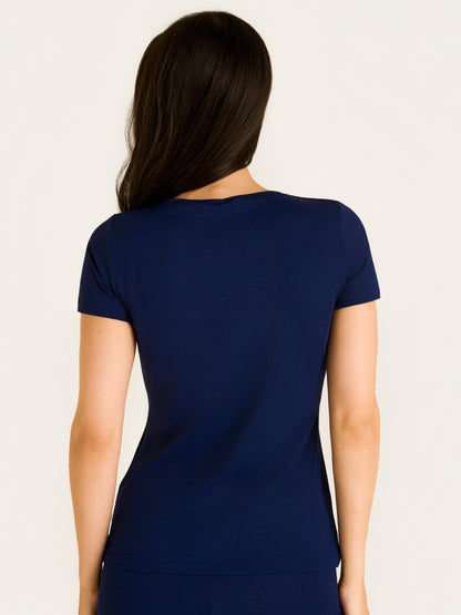 T-SHIRT ALONGADO BASIC AZUL MARINHO