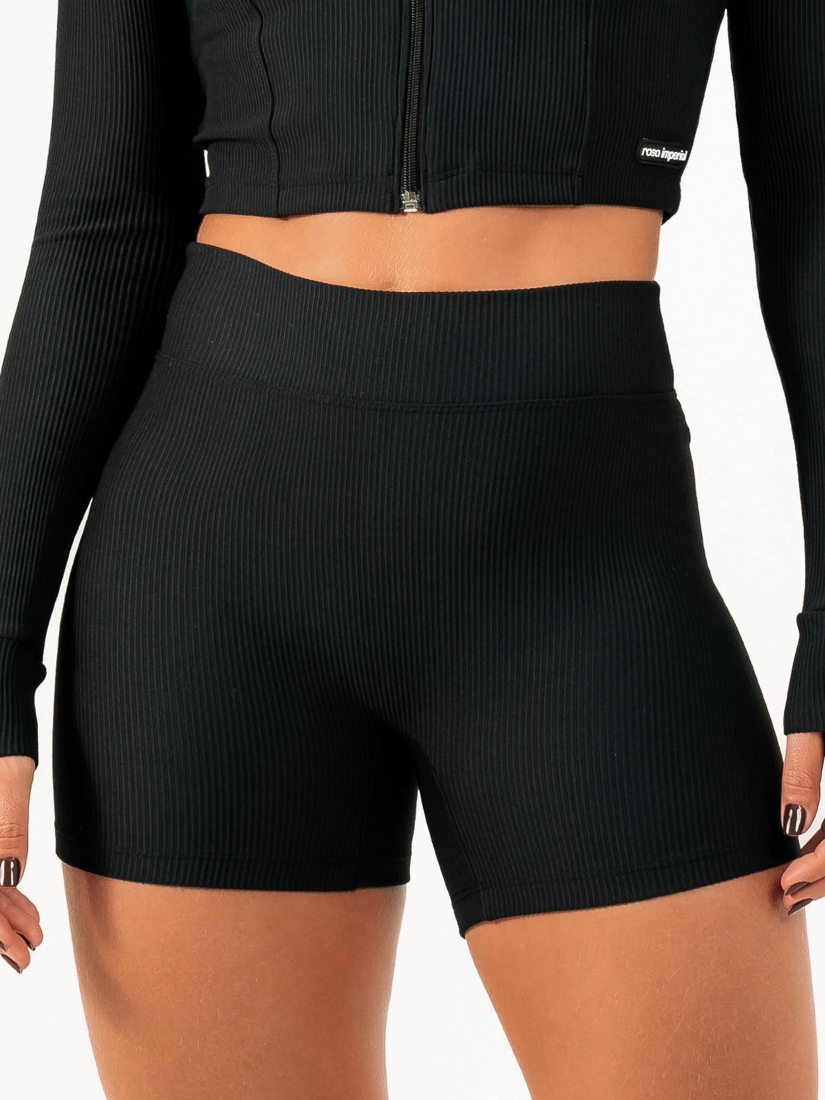 SHORT SKIN CANELADO PRETO