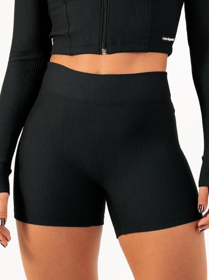 SHORT SKIN CANELADO PRETO