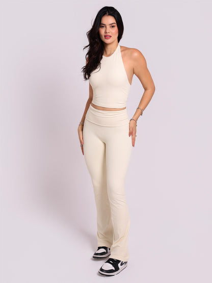 CALÇA FLARE FOLD BAUNILHA