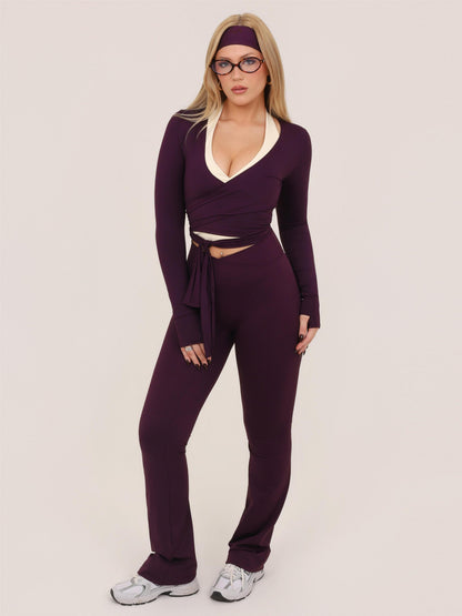 CROPPED LONG SLEEVE WINE