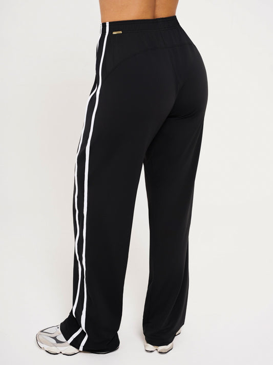 CALÇA WIDE MESH PRETO COM BRANCO