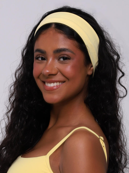 FAIXA DE CABELO BORDADA AMARELO BUTTER