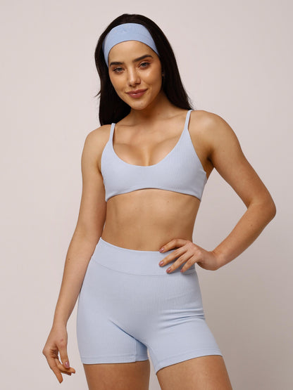 SHORT SKIN CANELADO AZUL SKY