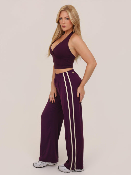 CALÇA WIDE MESH WINE