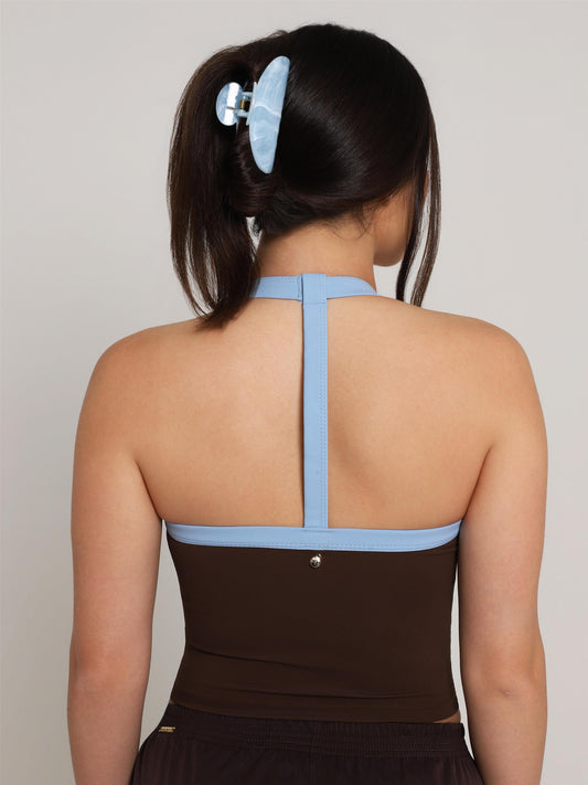 CROPPED TOUCH BROWN COM AZUL SKY