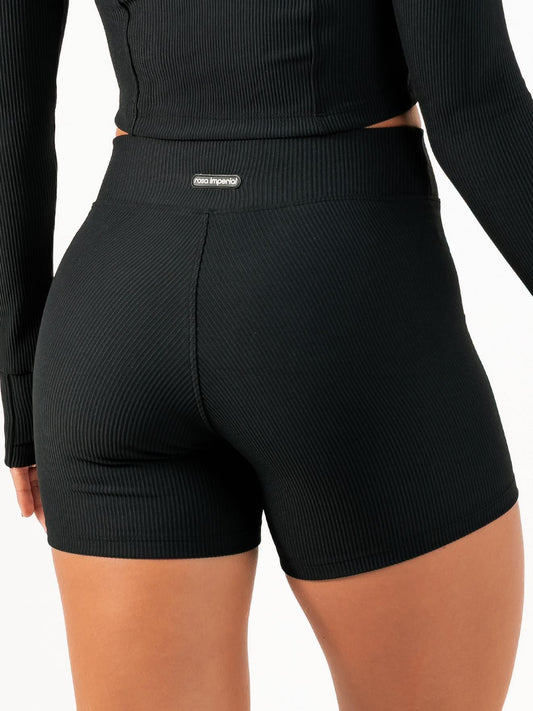 SHORT SKIN CANELADO PRETO